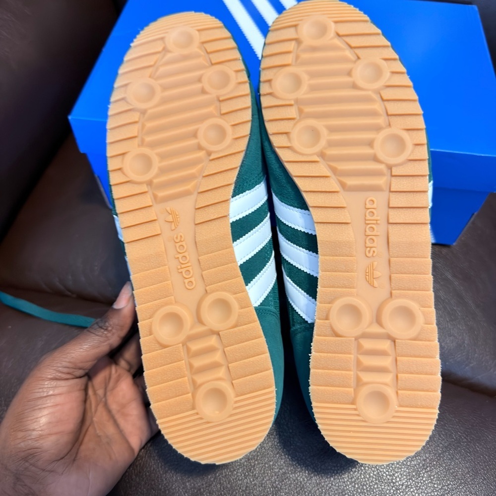 adidas Green and White Low-Top Suede Sneakers - Picture 5 of 5